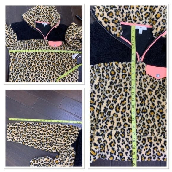 NWT BP. Leopard Print Colorblock Fleece Lng Sleeve Half Zip Pullover Small - Picture 11 of 11